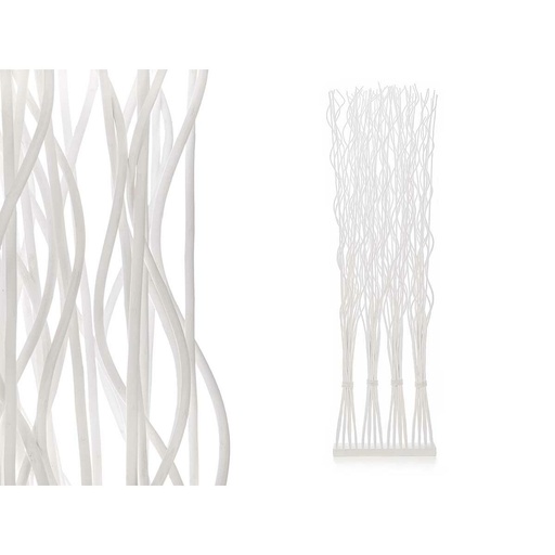 Biombo MJ84091-B Blanco Madera de sauce 50 x 182 x 13 cm 4 Ramilletes