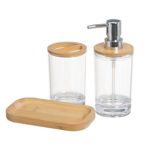 Bath Set Transparent Natural Bamboo polystyrene 17 x 9,5 x 19 cm