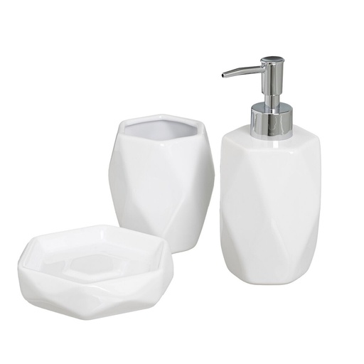 Bath Set White Ceramic 23,5 x 8 x 23,5 cm