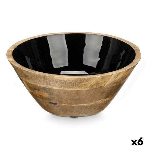 Bowl MALI-701 B Black Enamel Mango wood 24,3 x 10,5 x 24,3 cm (6 Units)