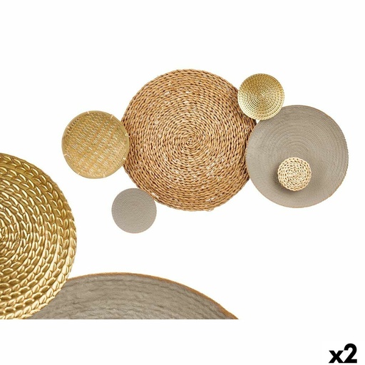 Wall Decoration 23SMB1443 Brown Grey Metal 88,9 x 7 x 50 cm (2 Units)