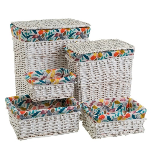 Laundry Basket White wicker 47 x 35 x 55 cm