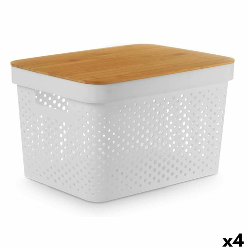Multi-use Box Kinvara CH52970 (25) White Brown Bamboo polypropylene 35,7 x 22 x 26,2 cm (4 Units)
