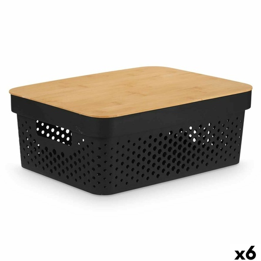 Multi-use Box Kinvara CH52980 (26) Brown Black Bamboo polypropylene 35,7 x 14 x 26,2 cm (6 Units)