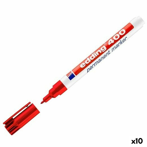 Rotulador permanente Edding 400-02 Rojo (10 Unidades)