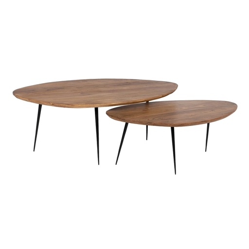 Set of 2 tables Black Natural 110 x 63 x 40 cm (2 Units)