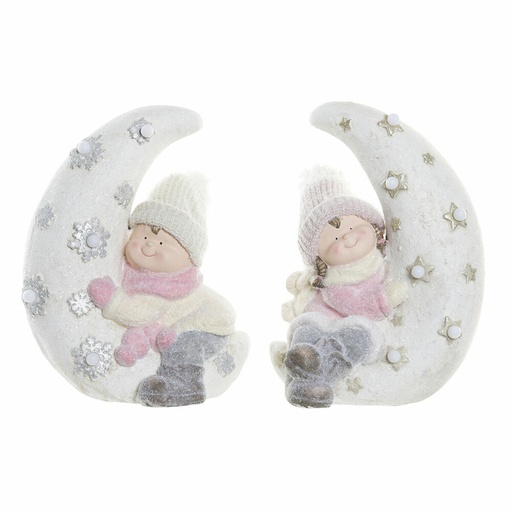 Decorative Figure DKD Home Decor White Pink Moon 31 x 20 x 43 cm (2 Units)