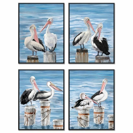 Cuadro DKD Home Decor Pájaro Mediterráneo (53 x 3,5 x 73 cm) (4 Unidades)