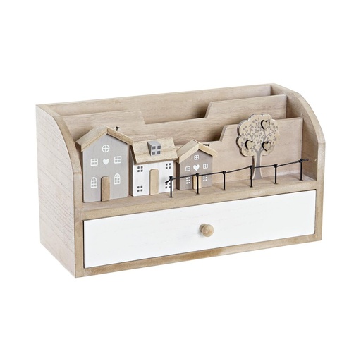 Multi-Purpose Organiser DKD Home Decor MDF Wood 28 x 11,5 x 15 cm Natural Houses
