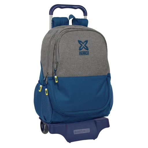 School Rucksack with Wheels Munich Street Blue Grey 32 x 44 x 16 cm