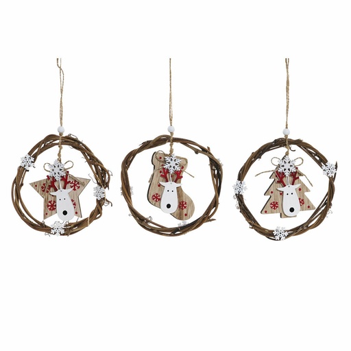 Christmas bauble DKD Home Decor Wood (3 pcs) (14 x 1 x 18 cm)