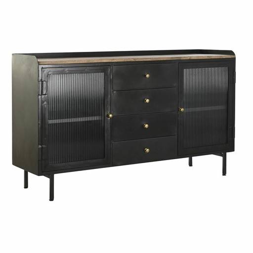 Aparador DKD Home Decor Natural Negro Dorado Metal Madera de mango (145 x 40 x 85 cm)