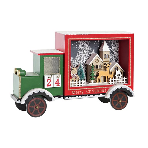 Advent Calendar DKD Home Decor Lorry LED Light MDF Wood (31 x 9 x 20 cm)