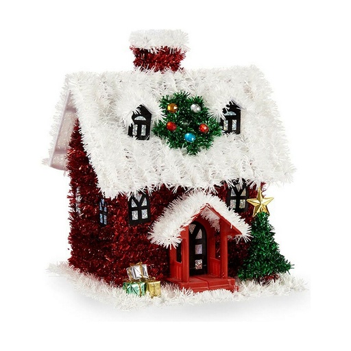 Adorno Navideño Krist+ 19CD387 Blanco Rojo Verde Casa Navidad Espumillón 19 x 24,5 x 19 cm