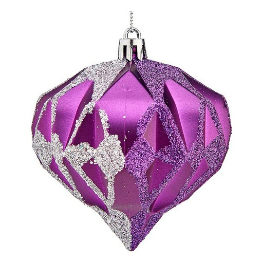 Christmas Baubles Krist+ 00898 Purple Silver Plastic Diamond Ø 8 cm 6 Units