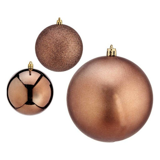 Bolas de Navidad Krist+ 00781 Marrón Plástico Ø 10 cm 6 Unidades