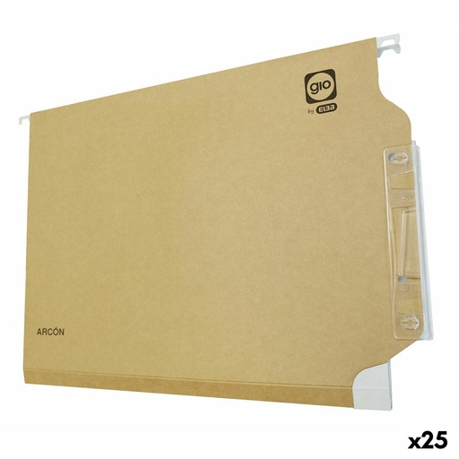 Carpeta Colgante Elba Arcón Etiqueta de nombre Visor Transparente Marrón Blanco Bicolor Din A4 Cartulina 25 Unidades
