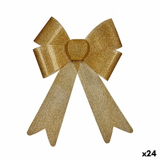 Adorno Navideño Krist+ 65551 Dorado PVC Lazo 33 x 33 x 3 cm 23 x 3 x 30 cm (24 Unidades)
