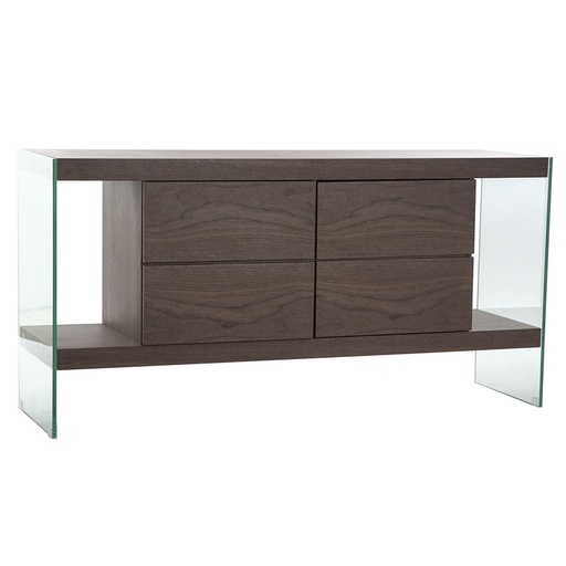 Aparador DKD Home Decor Marrón Transparente Cristal Nogal Madera MDF 160 x 45 x 80 cm