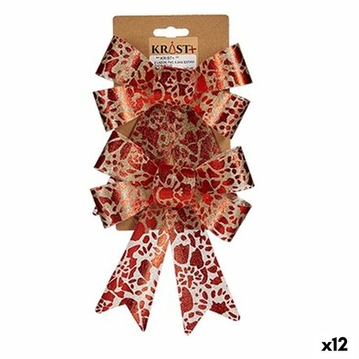 Lazo Krist+ HJ1-12007 Rojo Dorado PVC Estampado 15 x 4 x 16 cm Adorno Navideño (12 Unidades)