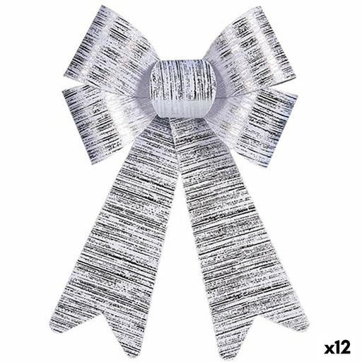 Lazo Krist+ HJ1-12006 Plateado PVC 16 x 24 x 4 cm Adorno Navideño (12 Unidades)