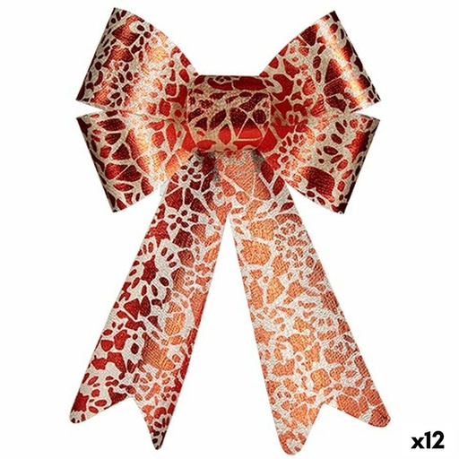 Lazo Krist+ HJ1-12007 Rojo Dorado PVC 16 x 24 x 4 cm Adorno Navideño (12 Unidades)