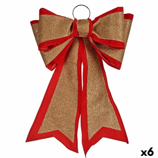 Lazo Krist+ HJ1-12074 Rojo Dorado PVC 40 x 60 cm Adorno Navideño (6 Unidades)