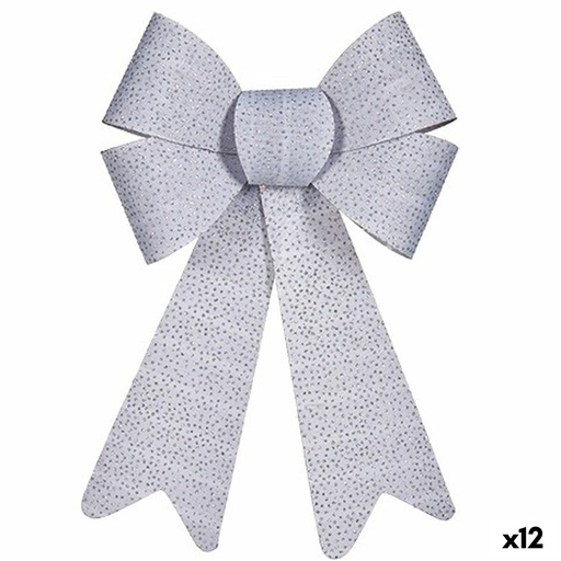 Lazo Krist+ HJ1-12012 Plateado PVC Puntos 16 x 24 x 4 cm Adorno Navideño (12 Unidades)