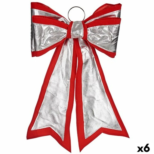 Lazo Krist+ HJ1-12073 Rojo Plateado PVC 40 x 60 cm Adorno Navideño (6 Unidades)