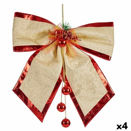 Lazo Krist+ 01467 Rojo Dorado Plástico 53 x 50 x 9 cm Adorno Navideño (4 Unidades)