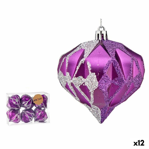 Set of Christmas balls Krist+ 00898 Purple Silver Plastic Diamond (12 Units)