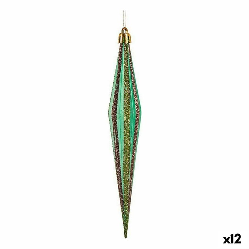 Christmas Decorations Set Krist+ 00901 Green Golden Streched 3 x 8,5 x 19 cm (12 Units)