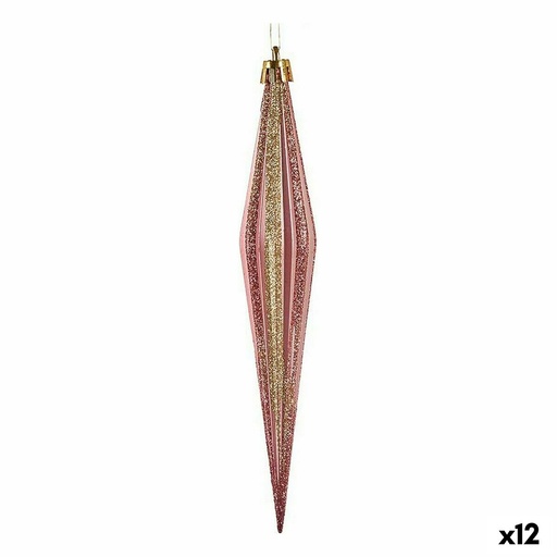 Christmas Decorations Set Krist+ 00902 Pink Golden PVC Streched 3 x 3 x 18,5 cm (12 Units)