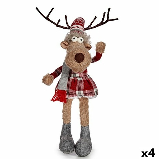 Figura Decorativa Krist+ FG31-9592B Blanco Marrón Rojo Gris Ciervo 17 x 15 x 60 cm (4 Unidades)