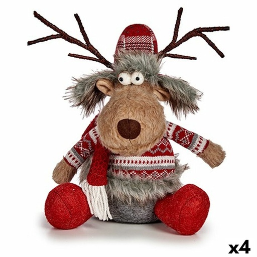 Figura Decorativa Krist+ FG31-9590A Blanco Marrón Rojo Gris Ciervo 17 x 30 x 27 cm (4 Unidades)