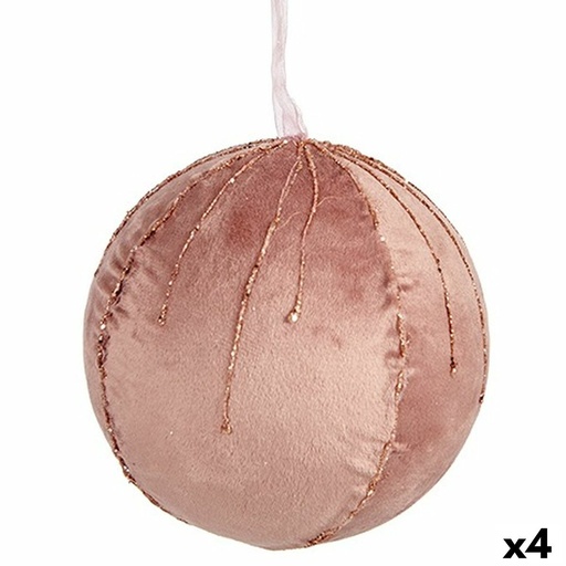 Set de Bolas de Navidad Krist+ 19A5453-PR Rosa Poliéster (4 Unidades)
