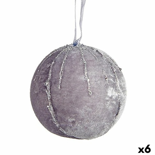 Set de Bolas de Navidad Krist+ 19A5458-1G Plateado Poliéster (6 Unidades)