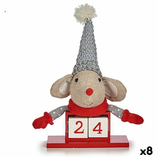 Figura Decorativa Krist+ FG18-0705C-R Rojo Gris Ratón 20 x 11 x 20 cm Calendario (8 Unidades)