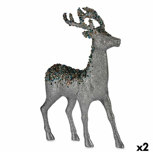Christmas Reindeer Krist+ 7059/18-WDP2-6 Silver Christmas Reindeer 15 x 45 x 30 cm (2 Units)