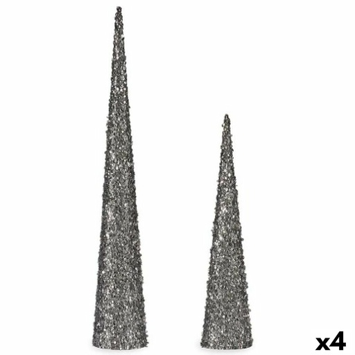 Adorno Navideño Krist+ 193YYX38-MNCA-1 Plateado Plata Conos 9,5 x 60 x 9,5 cm Lentejuelas (4 Unidades)