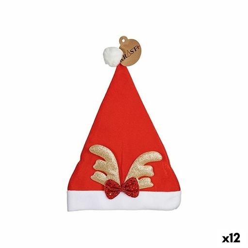 Father Christmas Hat Krist+ K1912233 Red Golden Reindeer 28 x 2 x 39 cm (12 Units)