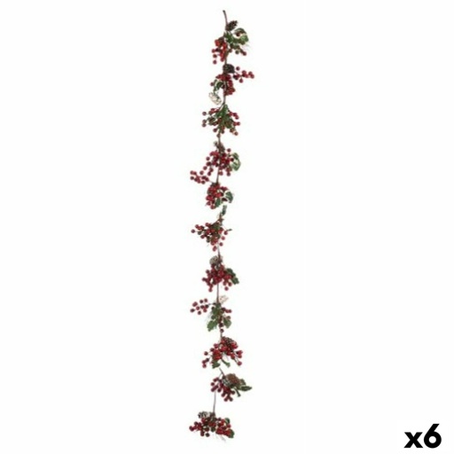 Christmas garland Krist+ B9M-1007B Green Plastic Red fruits 15 x 7,5 x 156 cm Branch (6 Units)
