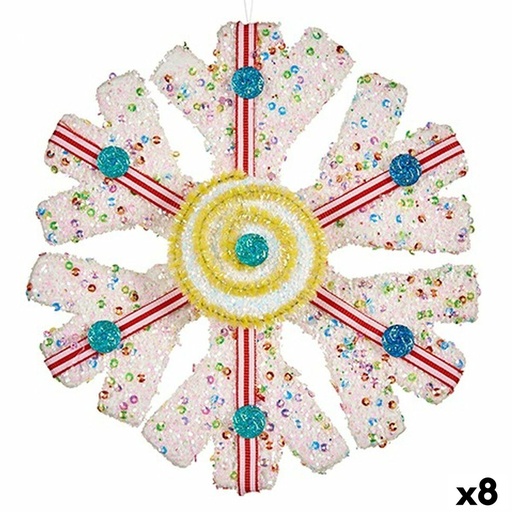 Christmas bauble Krist+ 64815312 White Red Snowflakes 17 x 6 x 17 cm (8 Units)