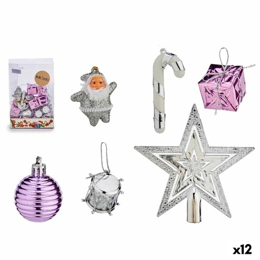 Christmas Decorations Set Krist+ 95442 Purple Silver PVC (12 Units)