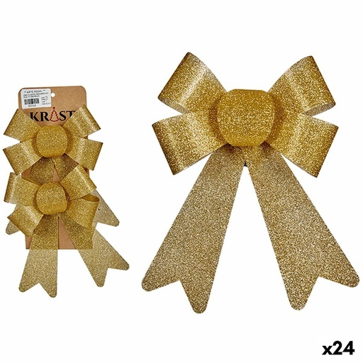 Set Adornos de Navidad Krist+ 65546 Dorado PVC 16 x 3 x 18 cm Lazo (24 Unidades)