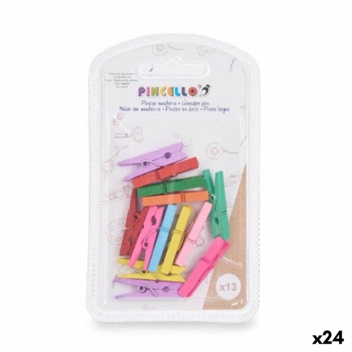 Pinzas Pincello 396 Multicolor Madera Pequeño (24 Unidades)