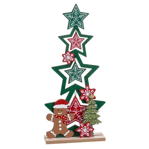 Christmas Tree Multicolour Wood Stars 18 X 4,5 X 36,5 CM