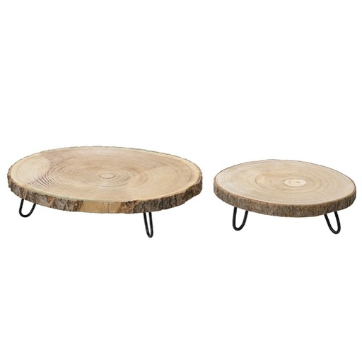 Set of trays KSD Wood Circular Ornamental 2 Pieces