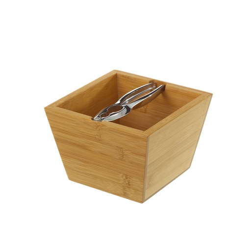 Cascanueces Plateado Natural Metal Bambú 16 x 16 x 11 cm