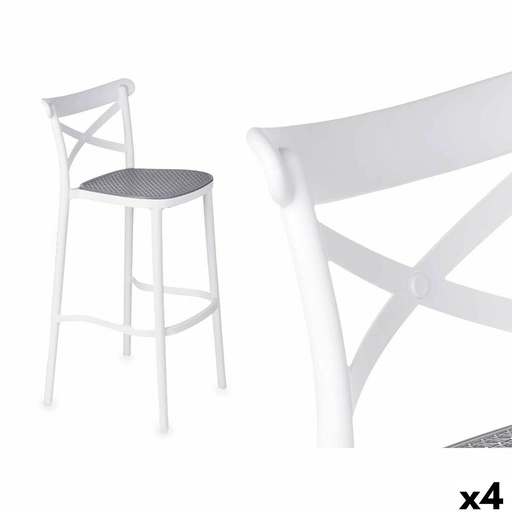 Taburete PC-175B Blanco Gris Polipropileno Ratán 41 x 103 x 52,5 cm (4 Unidades)